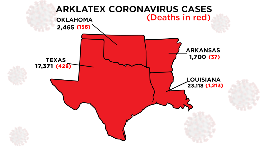 Arklatex Coronavirus map